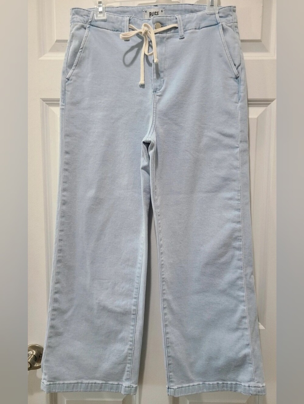 PAIGE Carly 29x27 Light Blue Kokomo Wide Leg Jeans with Drawstring